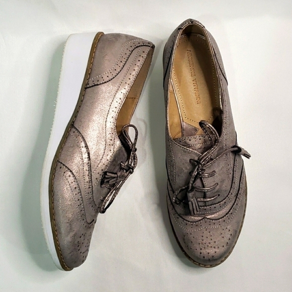 𝅺ADRIENNE VITTADINI Oxford Platform Lace Up Metallic - Picture 1 of 8